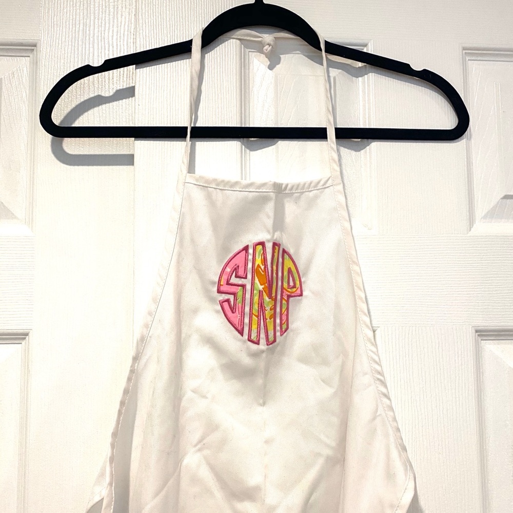 Monogram white apron